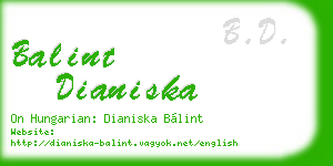 balint dianiska business card